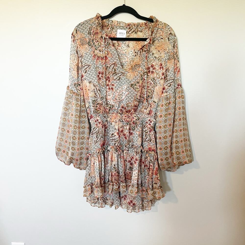 Misa Los Angeles Peach Floral Mini Dress